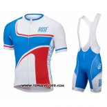 2016 Maillot Ciclismo Rose Blanc et Bleu Manches Courtes et Cuissard