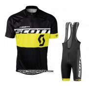 2016 Maillot Ciclismo Scott Jaune Noir Manches Courtes et Cuissard