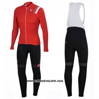 2016 Maillot Ciclismo Sportful Blanc et Rouge Manches Longues et Cuissard