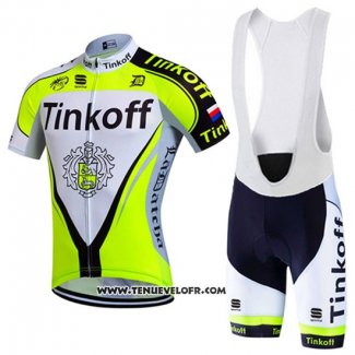 2016 Maillot Ciclismo Tinkoff Vert et Noir Manches Courtes et Cuissard