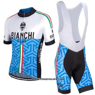 2017 Maillot Ciclismo Bianchi Milano Pontesei Bleu Manches Courtes et Cuissard