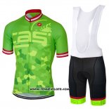 2017 Maillot Ciclismo Castelli Brillant Vert Manches Courtes et Cuissard