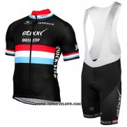 2017 Maillot Ciclismo Etixx Quick Step Champion Luxembourg Noir Manches Courtes et Cuissard