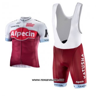 2017 Maillot Ciclismo Katusha Alpecin Rouge et Blanc Manches Courtes et Cuissard