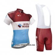 2018 Maillot Ciclismo Ag2r La Mondiale Marron et Blanc Manches Courtes et Cuissard