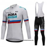 2018 Maillot Ciclismo Bora Champion Slovaquie Blanc Manches Longues et Cuissard