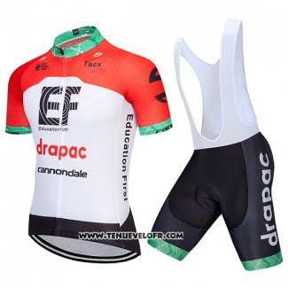 2018 Maillot Ciclismo Cannondale Drapac Blanc et Rouge Manches Courtes et Cuissard