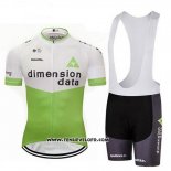 2018 Maillot Ciclismo Dimension Data Blanc et Vert Manches Courtes et Cuissard