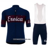 2018 Maillot Ciclismo Eroica Vino Fonce Bleu Manches Courtes et Cuissard