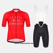 2018 Maillot Ciclismo La Fete DE La Bicyclette Rouge Manches Courtes et Cuissard