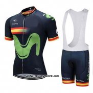 2018 Maillot Ciclismo Movistar Champion Espagne Manches Courtes et Cuissard