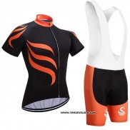 2018 Maillot Ciclismo Snovaky Noir et Orange Manches Courtes et Cuissard