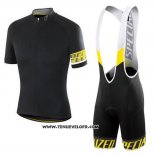 2018 Maillot Ciclismo Specialized Noir Jaune Blanc Manches Courtes et Cuissard