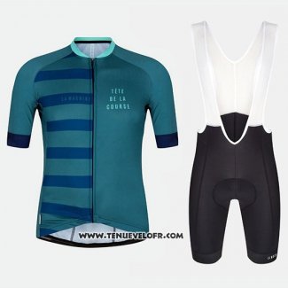 2018 Maillot Ciclismo Tete DE La Course Vert Bleu Manches Courtes et Cuissard