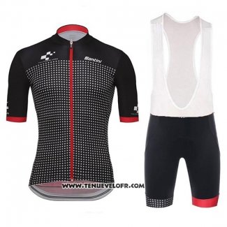 2018 Maillot Ciclismo Tour DE Suisse Helvetia Noir Rouge Manches Courtes et Cuissard