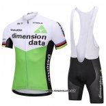 2018 Maillot Ciclismo UCI Mondo Champion Dimension Data Vert Manches Courtes et Cuissard