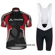 2018 Maillot Ciclismo Vaude Noir et Rouge Manches Courtes et Cuissard