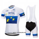 2018 Maillot Ciclismo Vital Concept Blanc Bleu Manches Courtes et Cuissard