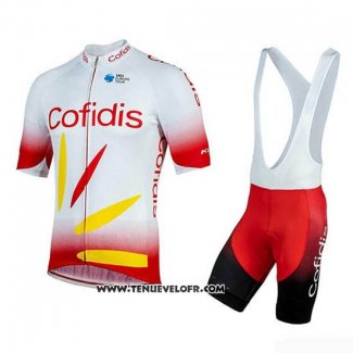 2019 Maillot Ciclismo Cofidis Rouge Blanc Manches Courtes et Cuissard