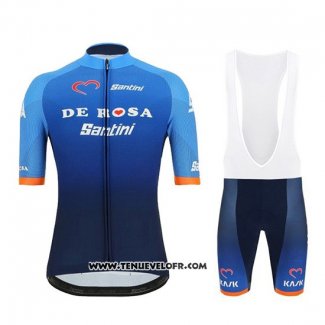 2019 Maillot Ciclismo DE Rose Bleu Manches Courtes et Cuissard