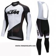 2019 Maillot Ciclismo KTM Noir Blanc Manches Longues et Cuissard