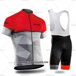 2019 Maillot Ciclismo Northwave Gris Rouge Manches Courtes et Cuissard