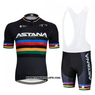 2019 Maillot Ciclismo UCI Mondo Champion Movistar Noir Blanc Manches Courtes et Cuissard