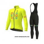 2020 Maillot Ciclismo ALE Jaune Vert Manches Longues et Cuissard