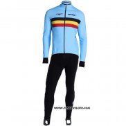 2020 Maillot Ciclismo Belgique Bleu Clair Manches Longues et Cuissard