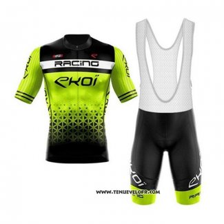 2020 Maillot Ciclismo EKOI Noir Vert Manches Courtes et Cuissard