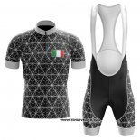 2020 Maillot Ciclismo Italie Noir Gris Manches Courtes et Cuissard