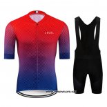 2020 Maillot Ciclismo Le Col Fonce Rouge Manches Courtes et Cuissard