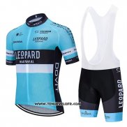 2020 Maillot Ciclismo Leopard Natural Bleu Noir Manches Courtes et Cuissard