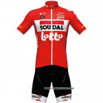 2020 Maillot Ciclismo Lotto Soudal Rouge Manches Courtes et Cuissard
