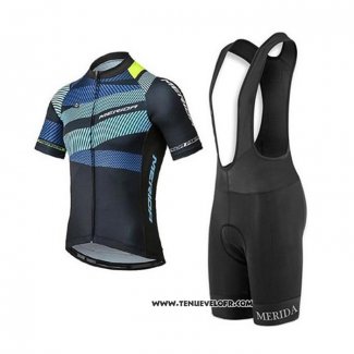 2020 Maillot Ciclismo Merida Noir Bleu Manches Courtes et Cuissard