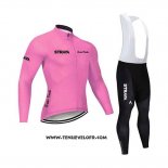 2020 Maillot Ciclismo STRAVA Rose Manches Longues et Cuissard