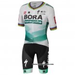 2020 Maillot Ciclismo UCI Mondo Champion Bora Blanc Vert Manches Courtes et Cuissard