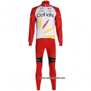 2020 Maillot Cyclisme Cofidis Blanc Rouge Manches Longues et Cuissard