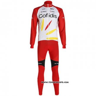 2020 Maillot Cyclisme Cofidis Blanc Rouge Manches Longues et Cuissard