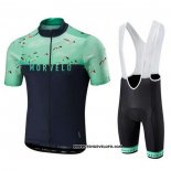 2020 Maillot Cyclisme Morvelo Noir Vert Manches Courtes et Cuissard