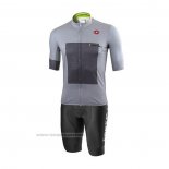 2021 Maillot Cyclisme Castelli Gris Blanc Manches Courtes et Cuissard(5)