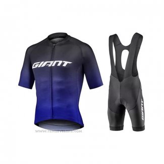 2021 Maillot Cyclisme Giant Noir Violet Manches Courtes et Cuissard