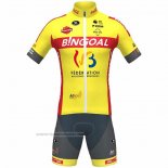 2021 Maillot Cyclisme Wallonie Bruxelles Jaune Manches Courtes et Cuissard
