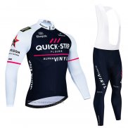 2023 Maillot Cyclisme Deceuninck Quick Step Blanc Noir Manches Longues et Cuissard