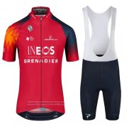 2023 Maillot Cyclisme Ineos Grenadiers Rouge Manches Courtes et Cuissard