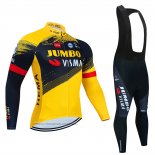 2023 Maillot Cyclisme Jumbo Visma Jaune Noir Manches Longues et Cuissard