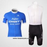 2010 Maillot Ciclismo Johnnys Blanc et Azur Manches Courtes et Cuissard