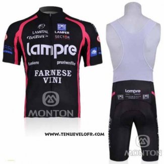 2010 Maillot Ciclismo Lampre Farnese Vini Noir Manches Courtes et Cuissard