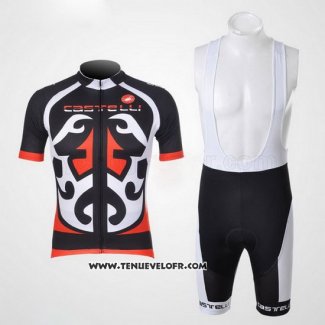 2011 Maillot Ciclismo Castelli Rouge et Noir Manches Courtes et Cuissard