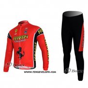 2011 Maillot Ciclismo Ferrari Noir et Vert Manches Longues et Cuissard